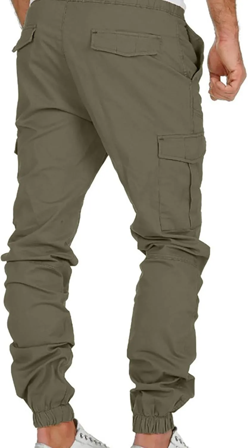 ZYXTIM Cargo Jogger Pants for Men Big and Tall Slim Fit Multi-Pocket Basic Active Casual Tapered Sweatpants with Pockets