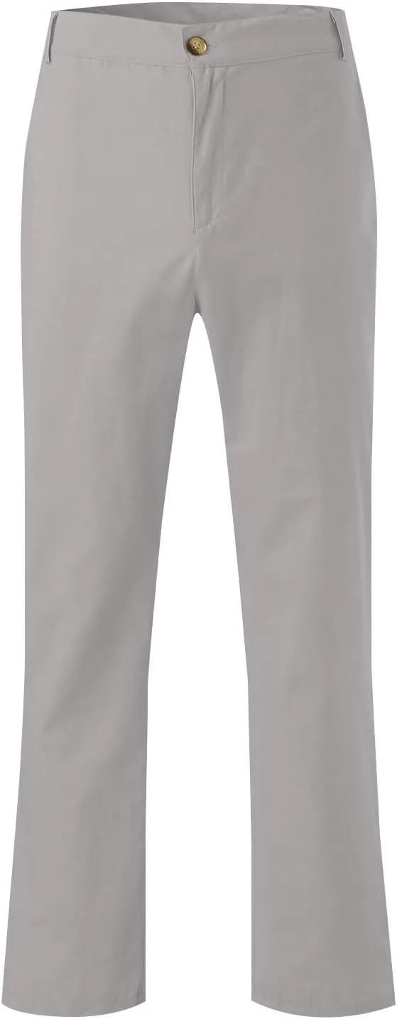 ZYXTIM Cotton Linen Trousers for Men Flat Front Lightweight Casual Work Pants Quick Dry Summer Beach Yoga Pants with Pockets