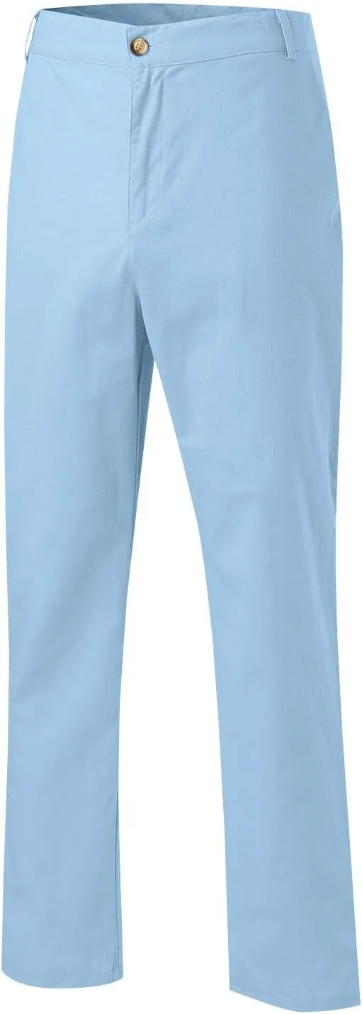 ZYXTIM Cotton Linen Trousers for Men Flat Front Lightweight Casual Work Pants Quick Dry Summer Beach Yoga Pants with Pockets