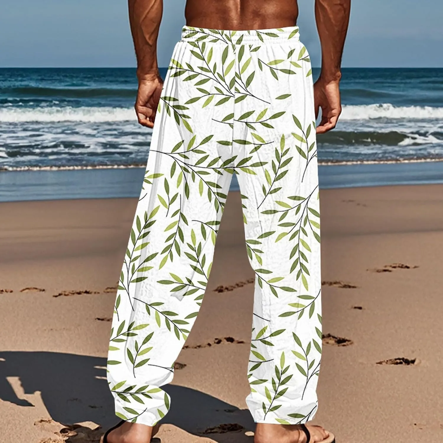 ZYXTIM Hawaiian Beach Summer Pants for Men Cute Graphic Straight Leg Fashion Travel Casual Trousers Loose Comfy Loungewear