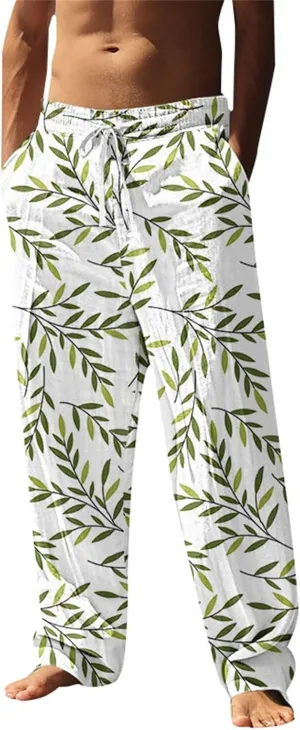 ZYXTIM Hawaiian Beach Summer Pants for Men Cute Graphic Straight Leg Fashion Travel Casual Trousers Loose Comfy Loungewear