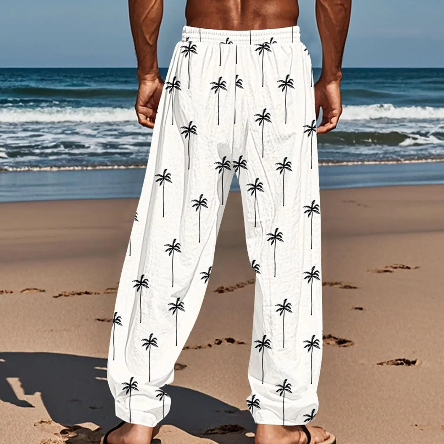 ZYXTIM Hawaiian Beach Summer Pants for Men Cute Graphic Straight Leg Fashion Travel Casual Trousers Loose Comfy Loungewear