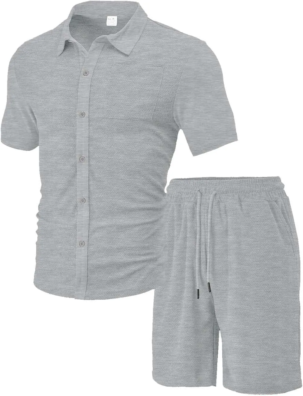 ZYXTIM Men's Summer Casual Outfits Short Sleeve Button Down Dress Shirts Casual Chino Shorts Indian Work Travel Going Out Set